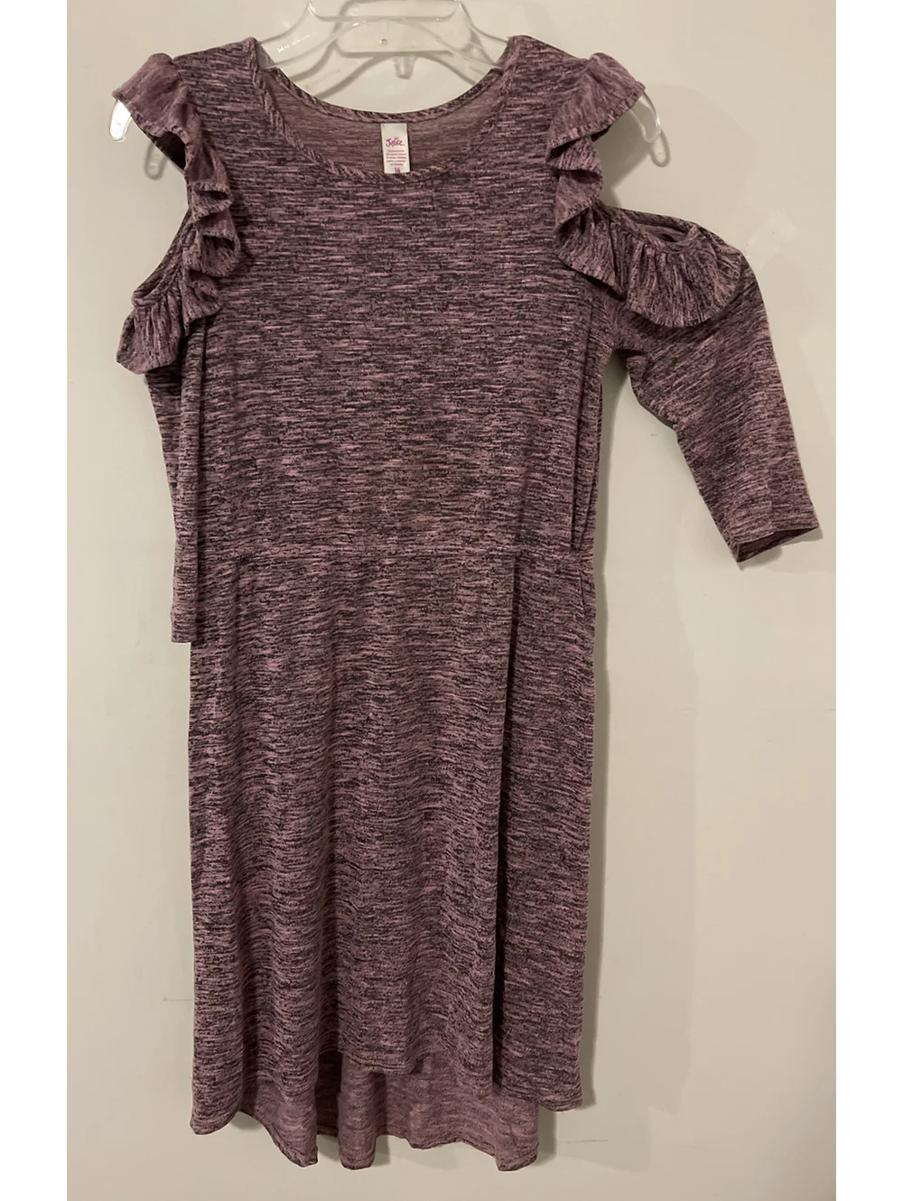 Justice Girls Size 16 Pink Midi Style Cold-Shoulder Ruffle Dress! A253